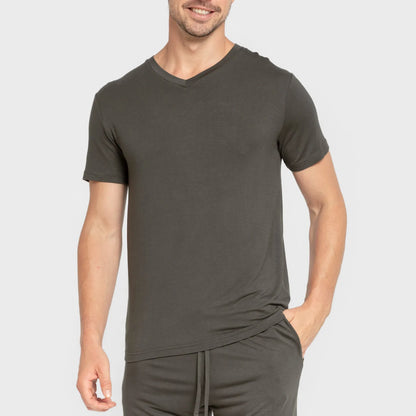 Pijama curto masculino em viscose verde-escuro