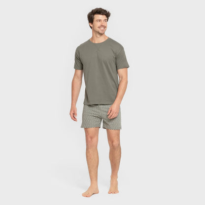 Pijama corto algodón hombre Sassy verde cacería