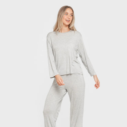 Pijama feminino longo liso de viscose