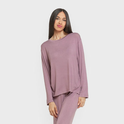 Pijama feminino longo liso de viscose