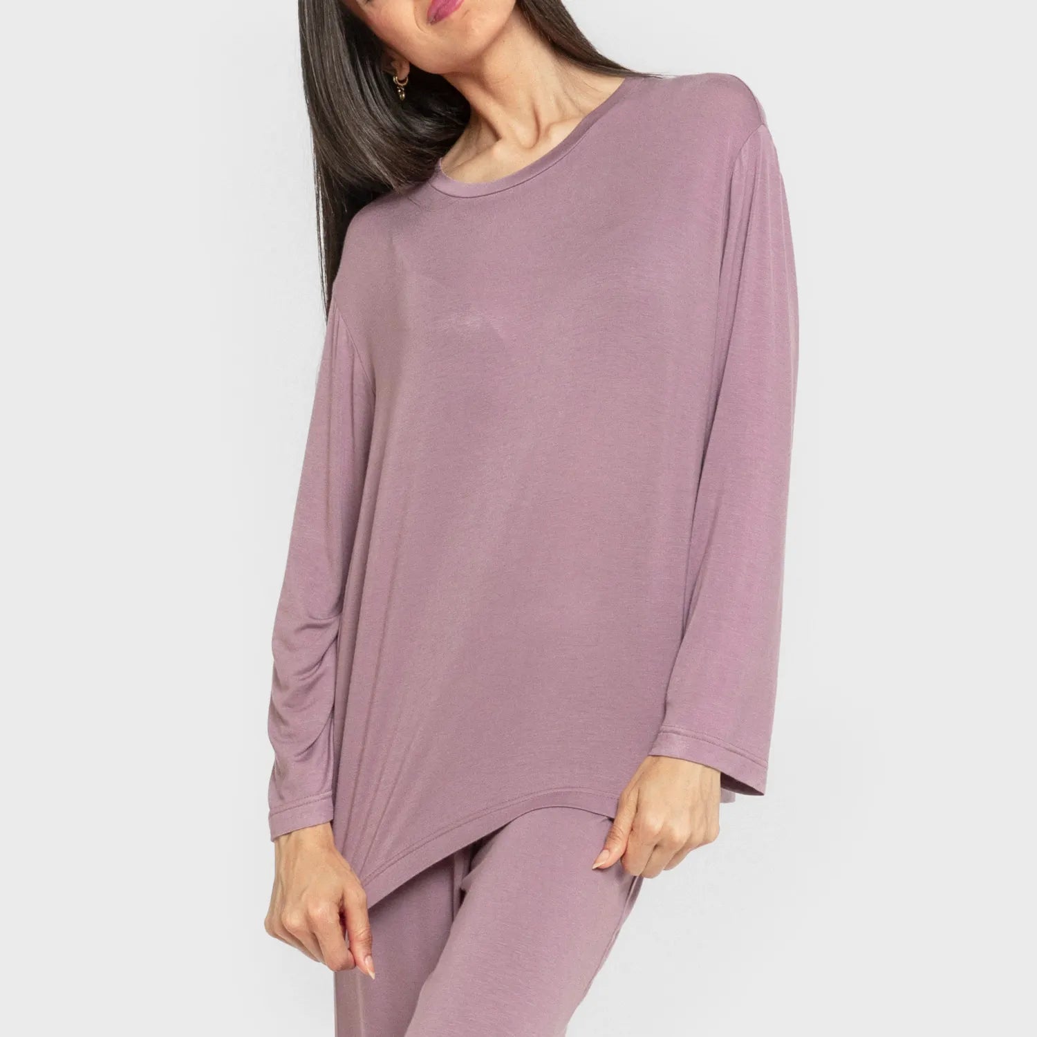 Pijama feminino longo liso de viscose