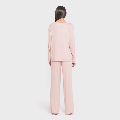 Pijama feminino longo liso de viscose