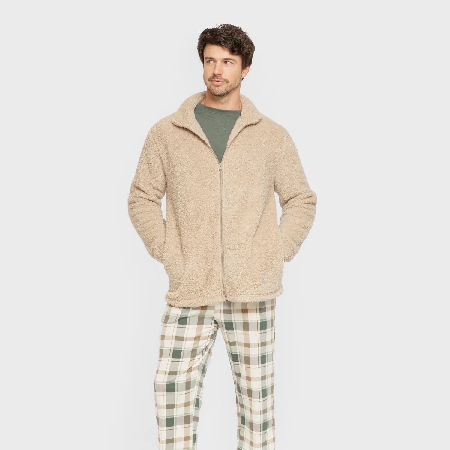 Moletom masculino liso de sherpa