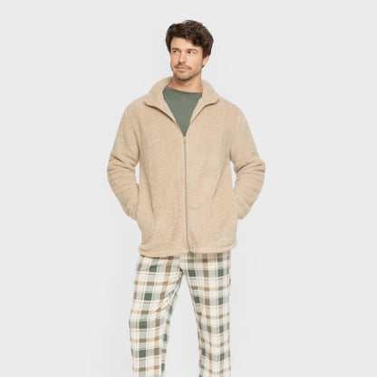 Moletom masculino liso de sherpa