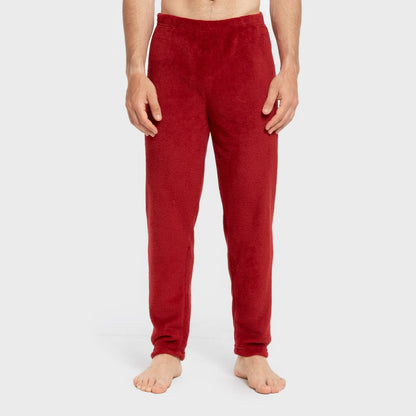 Pijama masculino Casimira em fleece coral na cor bordô.