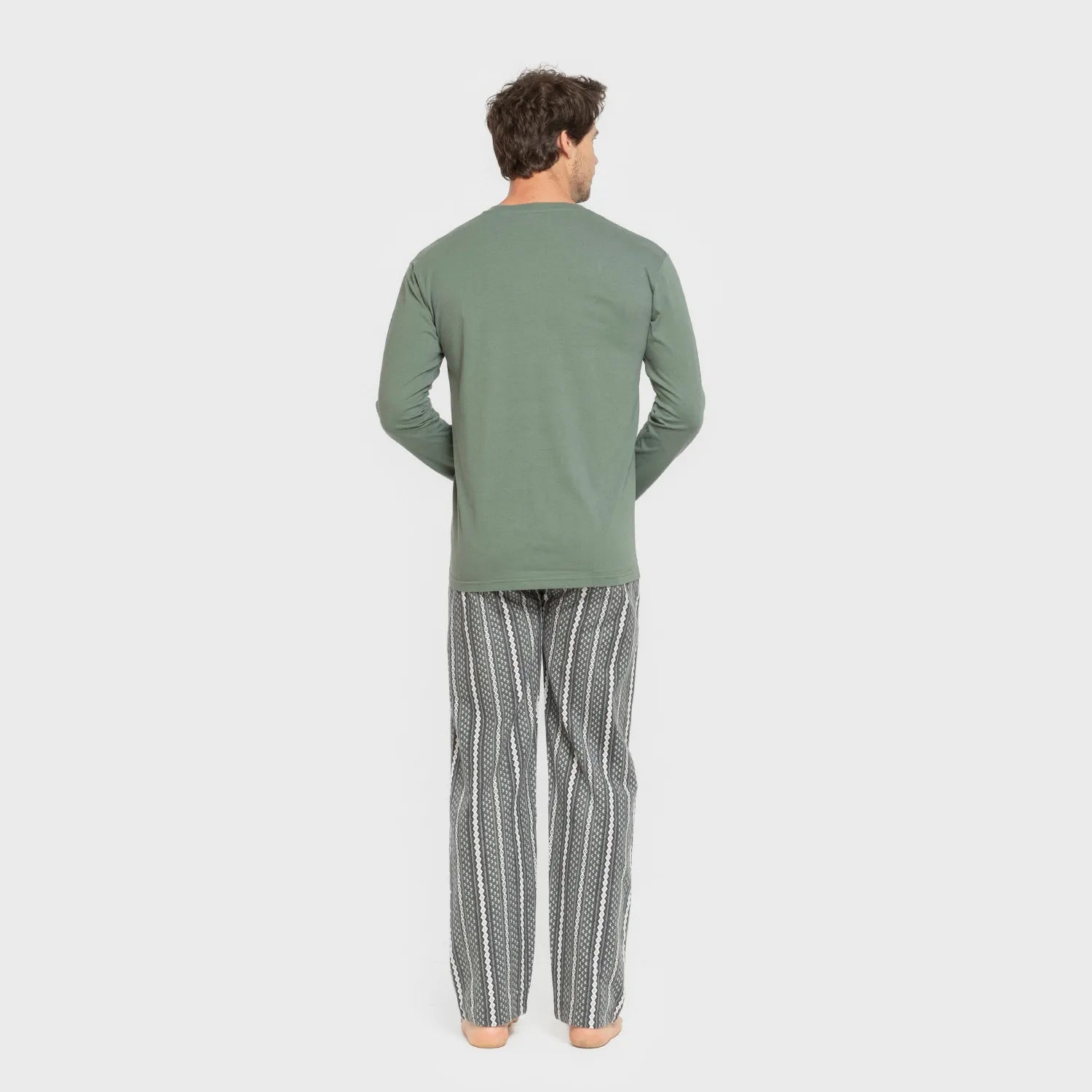 Pijama Cronos masculino de flanela verde
