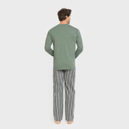Pijama Cronos masculino de flanela verde