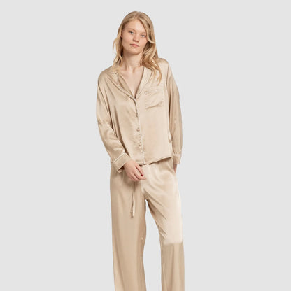 Pijama longo de cetim feminino sexta-feira