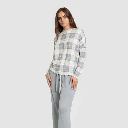 Pijama largo Secret mujer Cuadro Guima indigo