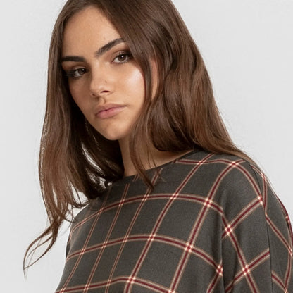 Pijama comprido feminino Secret, xadrez verde-caça Nelby.