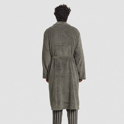 Robe de caça masculino liso em lã coral verde.