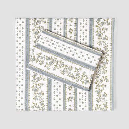 Juego de sábanas algodón Cracovia azul keike