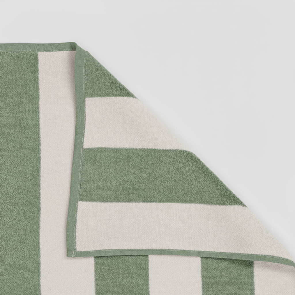 Toalha de Praia Algodão 400g Listras Verdes Secagem