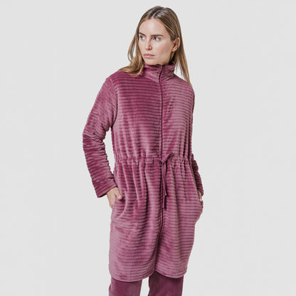 Bata terciopelo raya cremallera