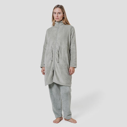 Bata terciopelo raya cremallera