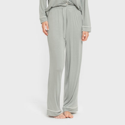 Pijama feminino Keike de manga comprida em viscose verde