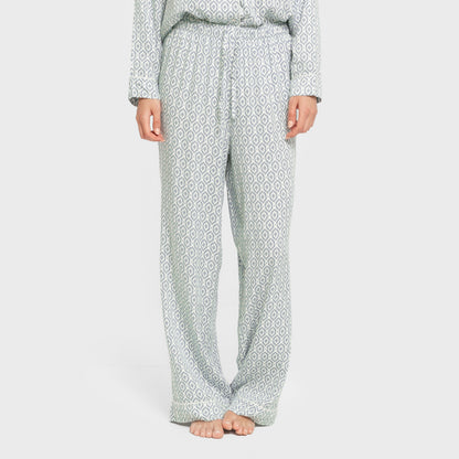 Pijama feminino de manga comprida em viscose cor orquídea-água