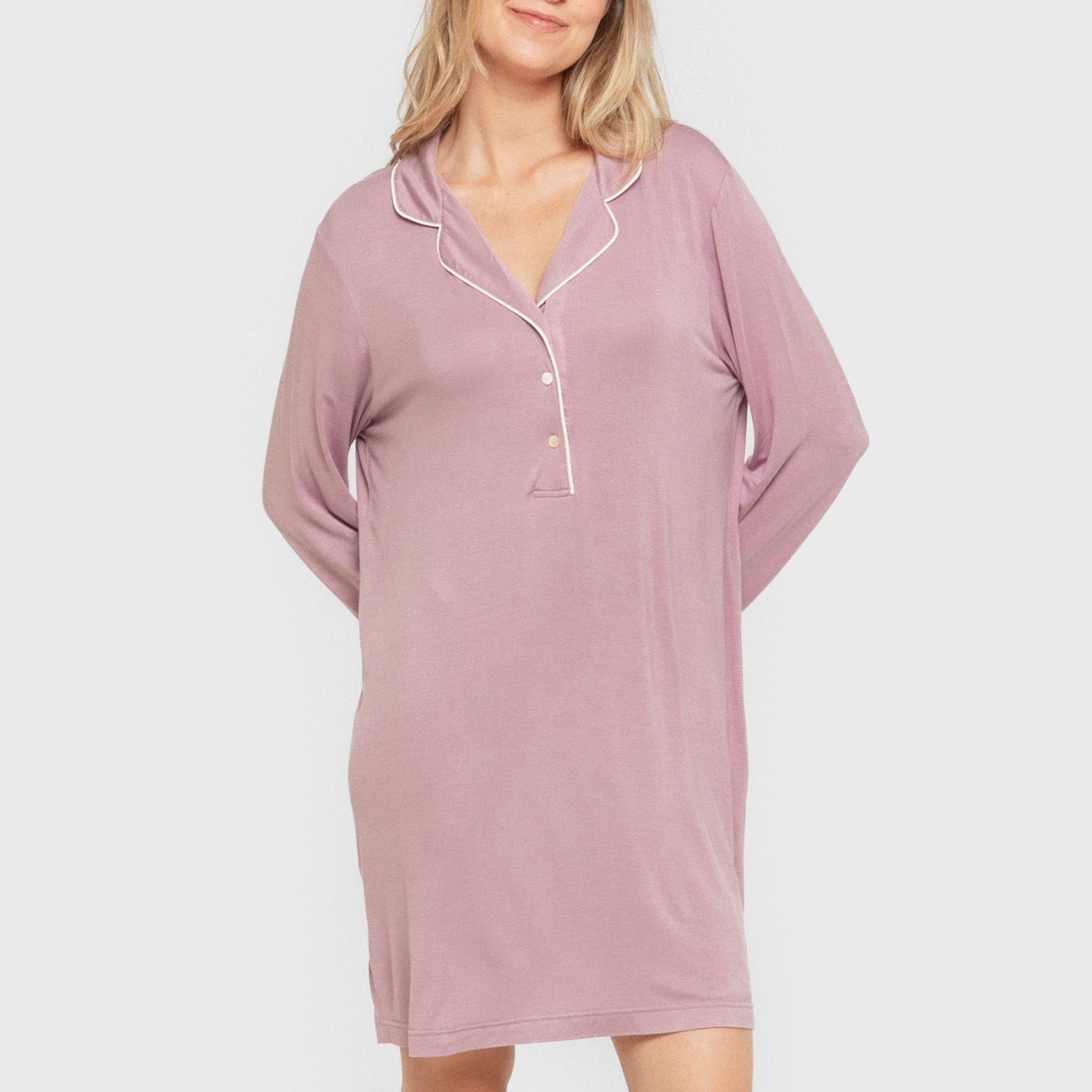 Camisola feminina de malha viscose, cor beringela, seca