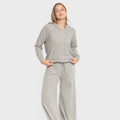 Moletom feminino com capuz New Punto extra macio, cinza