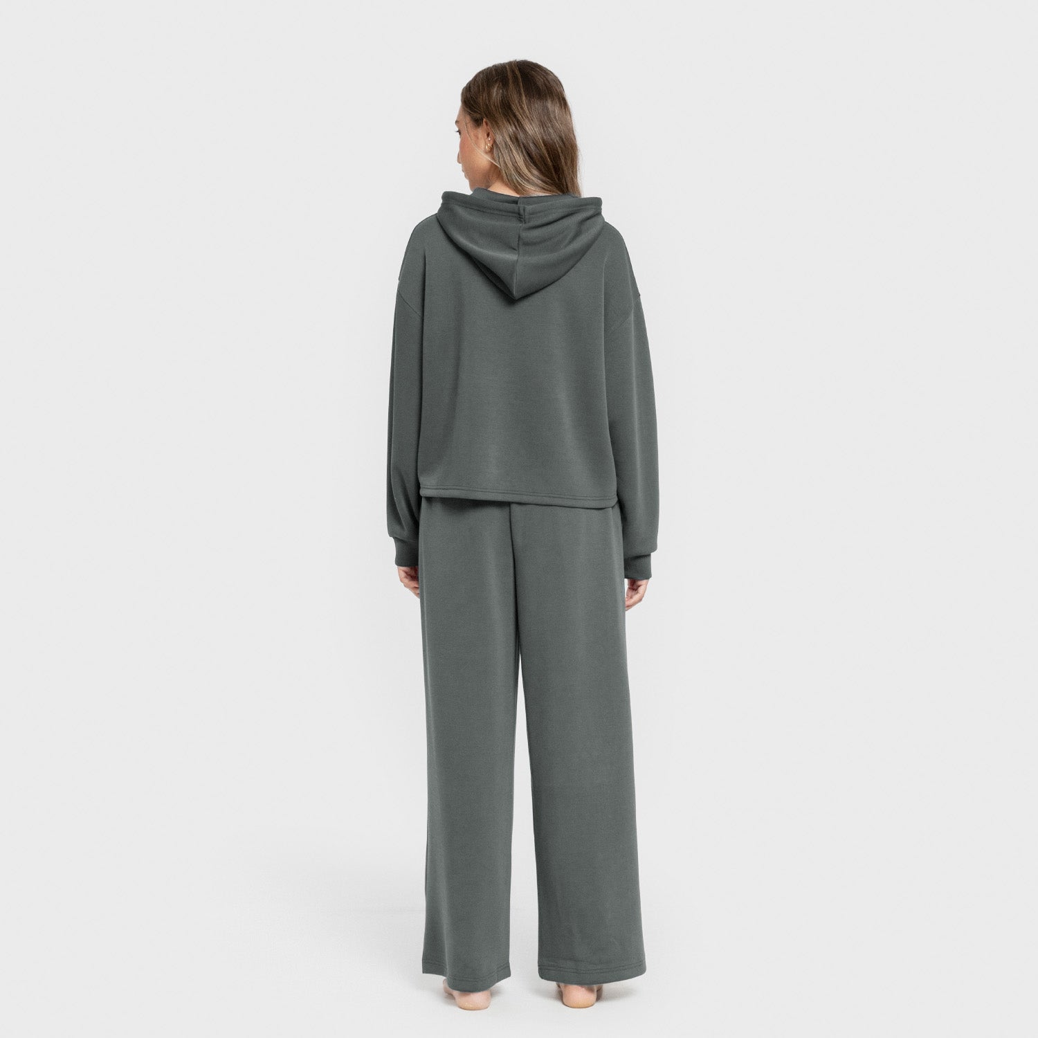 Blusa de moletom feminina estilo modal na cor azul-turquesa