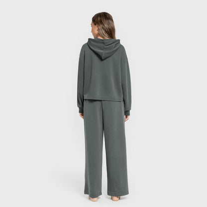 Blusa de moletom feminina estilo modal na cor azul-turquesa