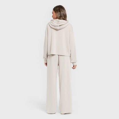 Blusa de moletom feminina estilo modal, branca natural