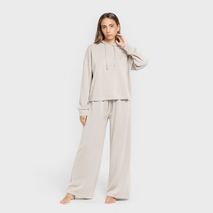 Blusa de moletom feminina estilo modal, branca natural