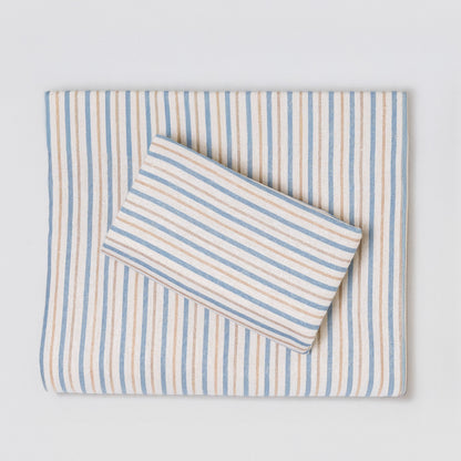 Juego de sábanas franela Raya Benet arena - índigo