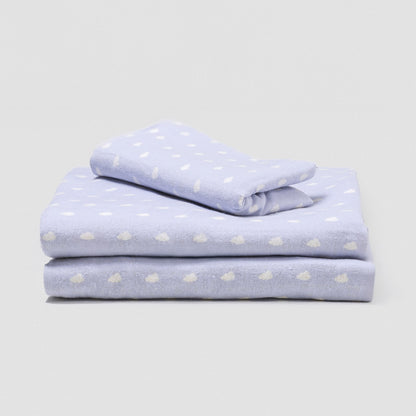 Jogo de lençóis flanela Nubecita azul celeste