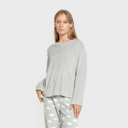 Pijama feminino de veludo super macio, estampa Little Green Tiffany Cloud