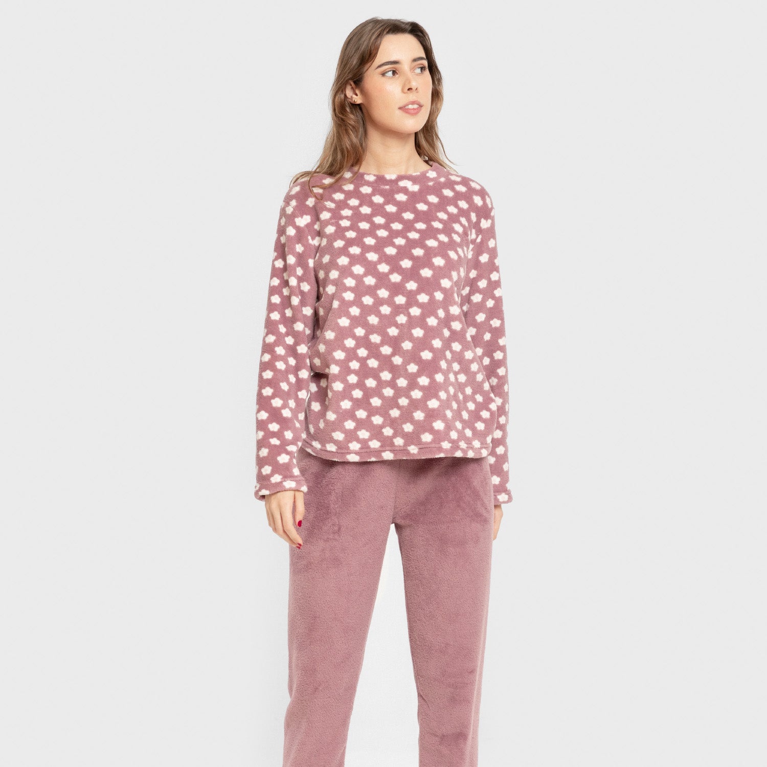 Pijama de lã coral Berta Aubergine
