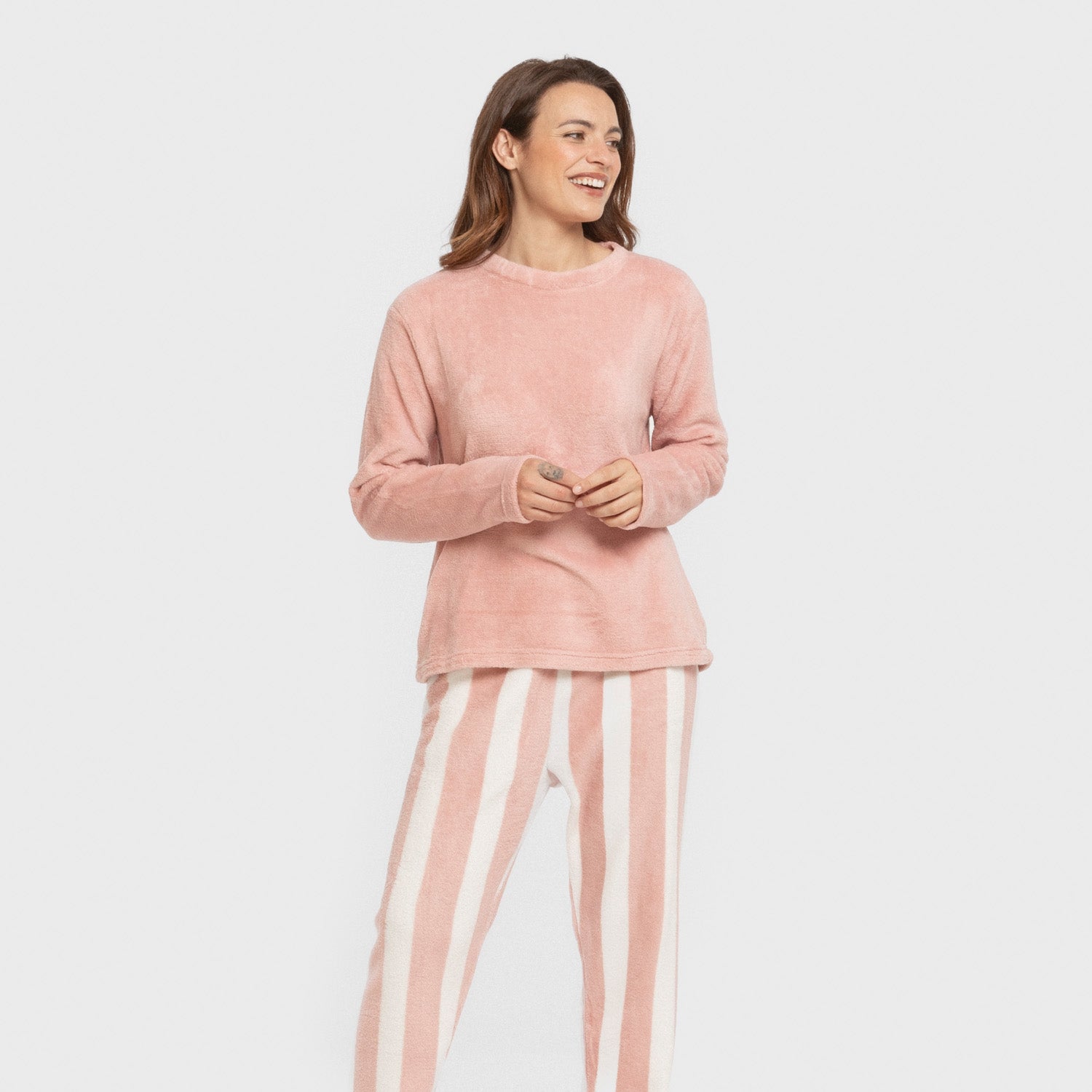 Pijama listrado coral rosa Vinia