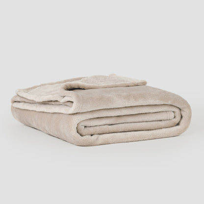 Cobertor de veludo liso bege/areia