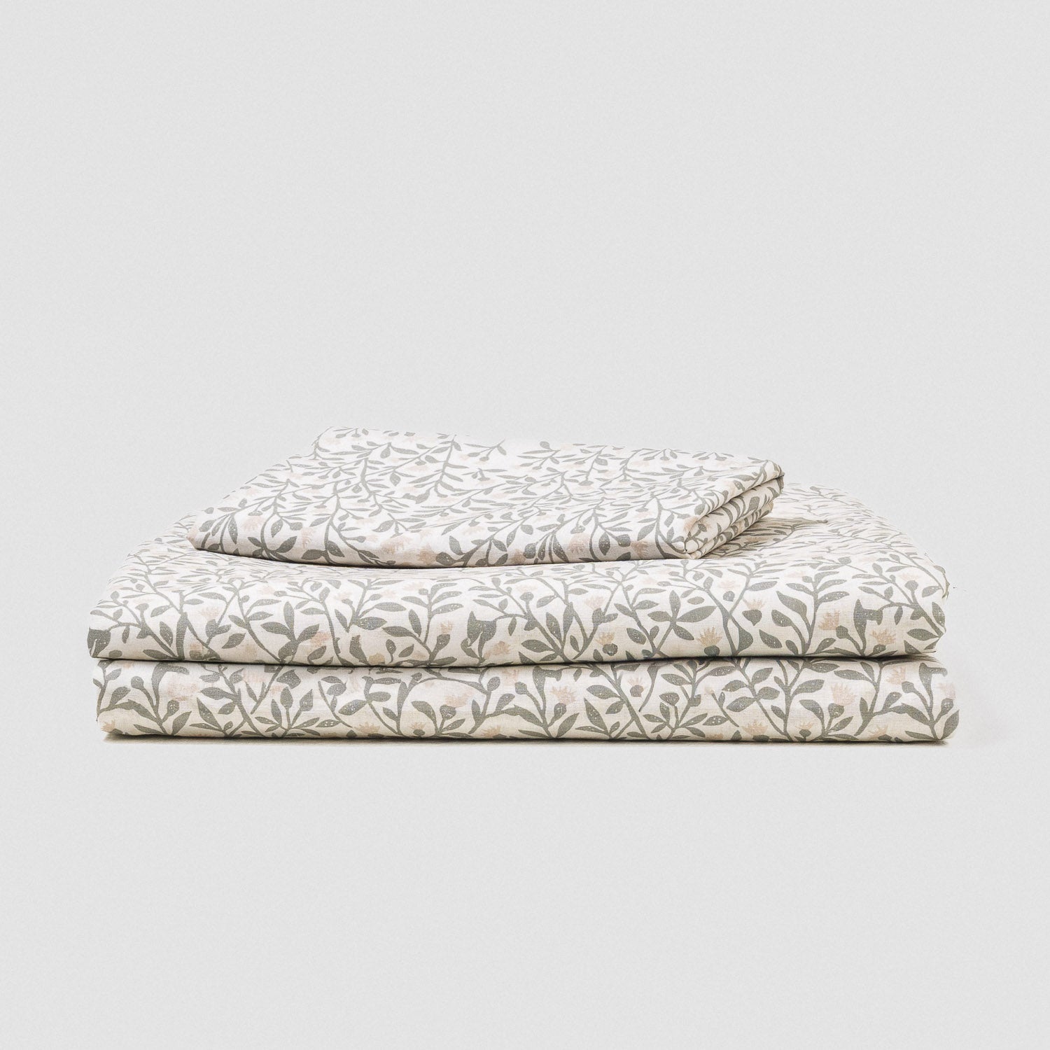 Juego de sábanas algodón Eureka verde seco - topo