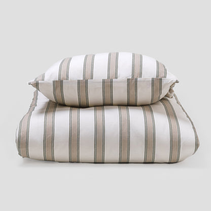 Capa de edredão de algodão Raya Sitges verde seco - taupe