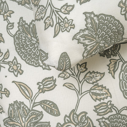 Funda nórdica algodón Enelia verde seco - topo