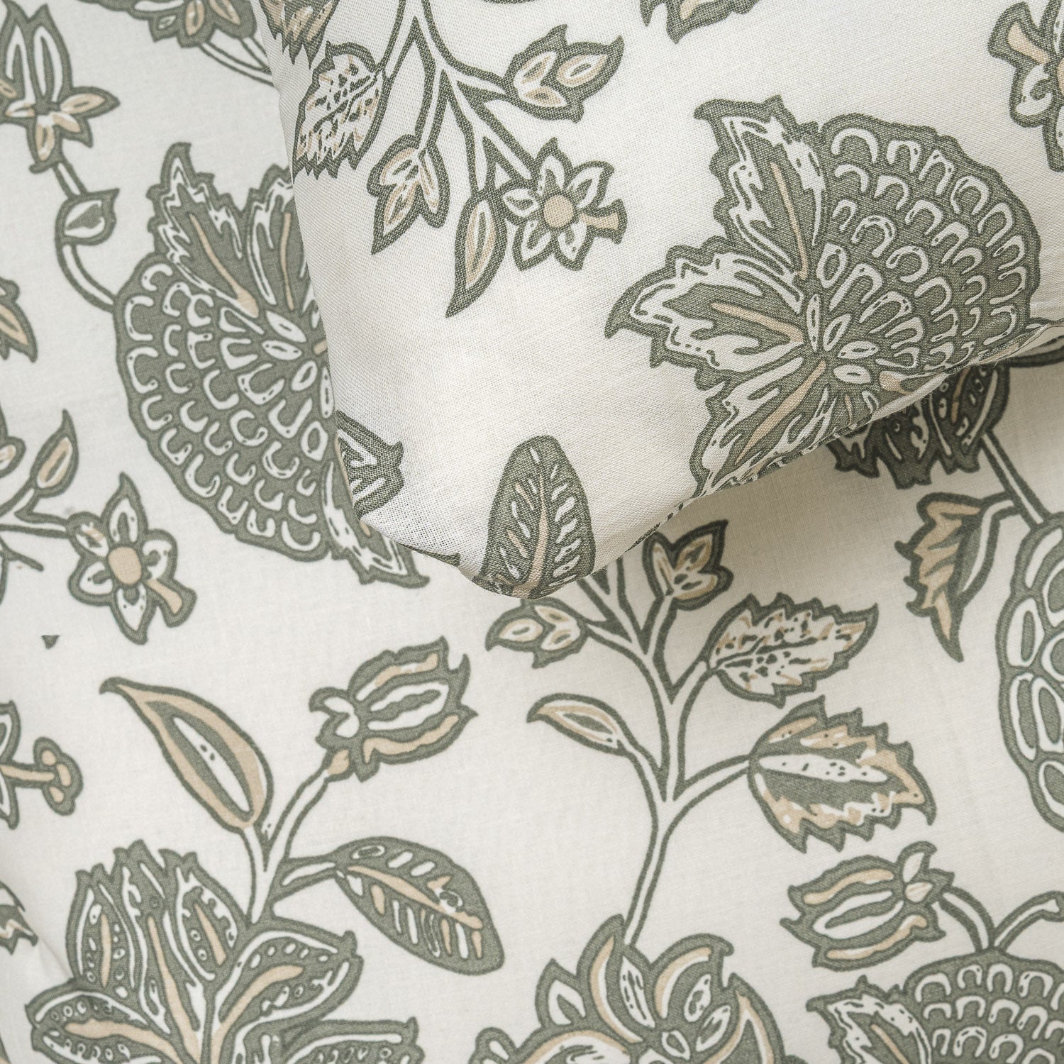 Capa de edredão de algodão Enelia verde seco - taupe