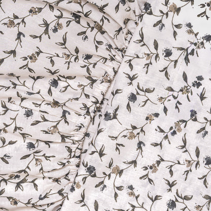 Juego de sábanas algodón Triana verde seco - azul keike - topo