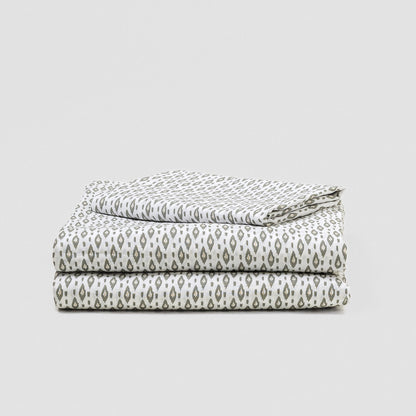 Juego de sábanas algodón Nerdana verde seco - topo