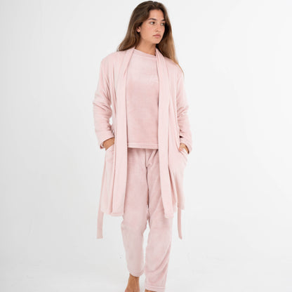 Roupão de veludo super macio, rosa claro