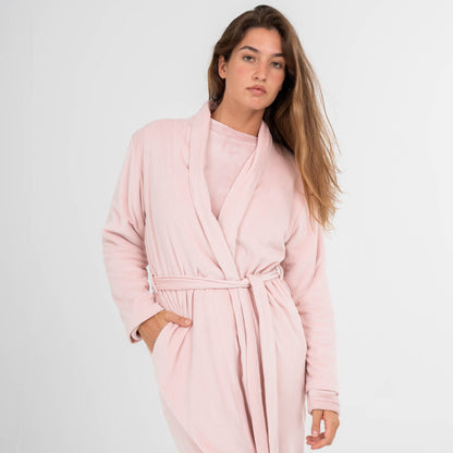 Roupão de veludo super macio, rosa claro