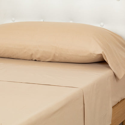 conjunto de lençóis de algodão cor areia
