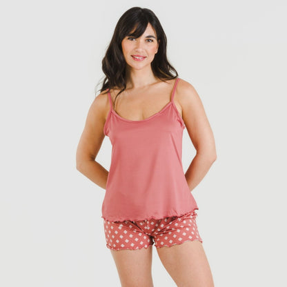 Pijama feminino com suspensórios Missy Marsala Soft