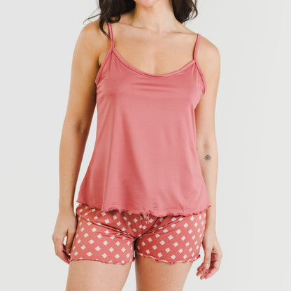 Pijama feminino com suspensórios Missy Marsala Soft